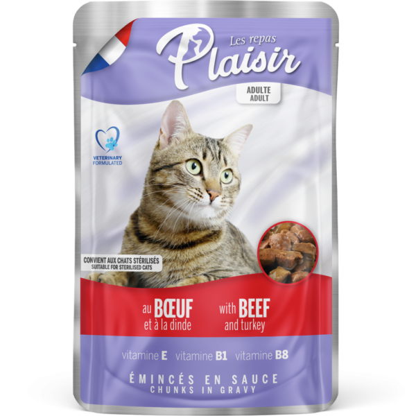 Plaisir Chunks with BEEF & TURKEY in gravy 100g